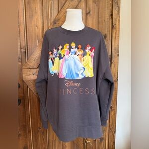 Disney Princess Graphic Sweatshirt Sz XL Womens Cotton Blend Gray/Multicolored